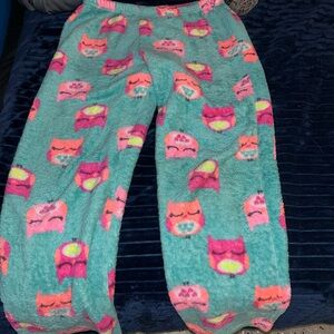 Vibrant Owl Print Kids Pajama Bottoms